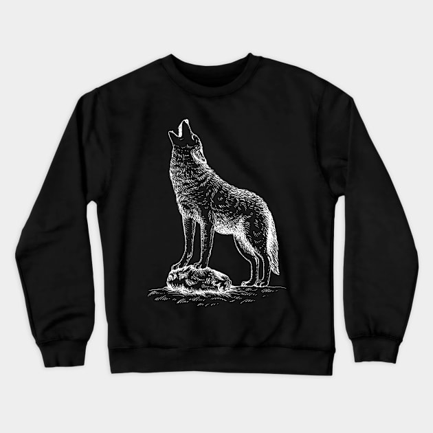 Howling Wolf (White) Crewneck Sweatshirt by illucalliart